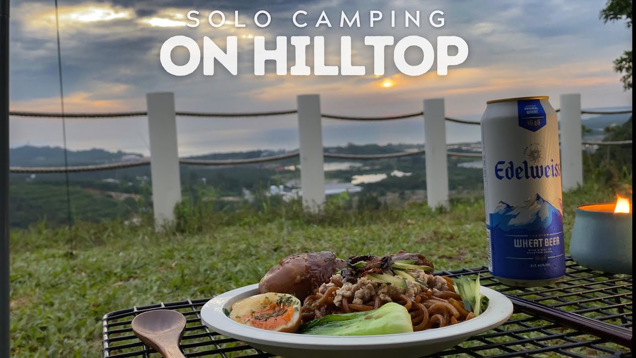 SOLO Camping | Relaxing under TARP Shelter | Hilltop Camping | NATURE Sounds | Silent Vlog ASMR