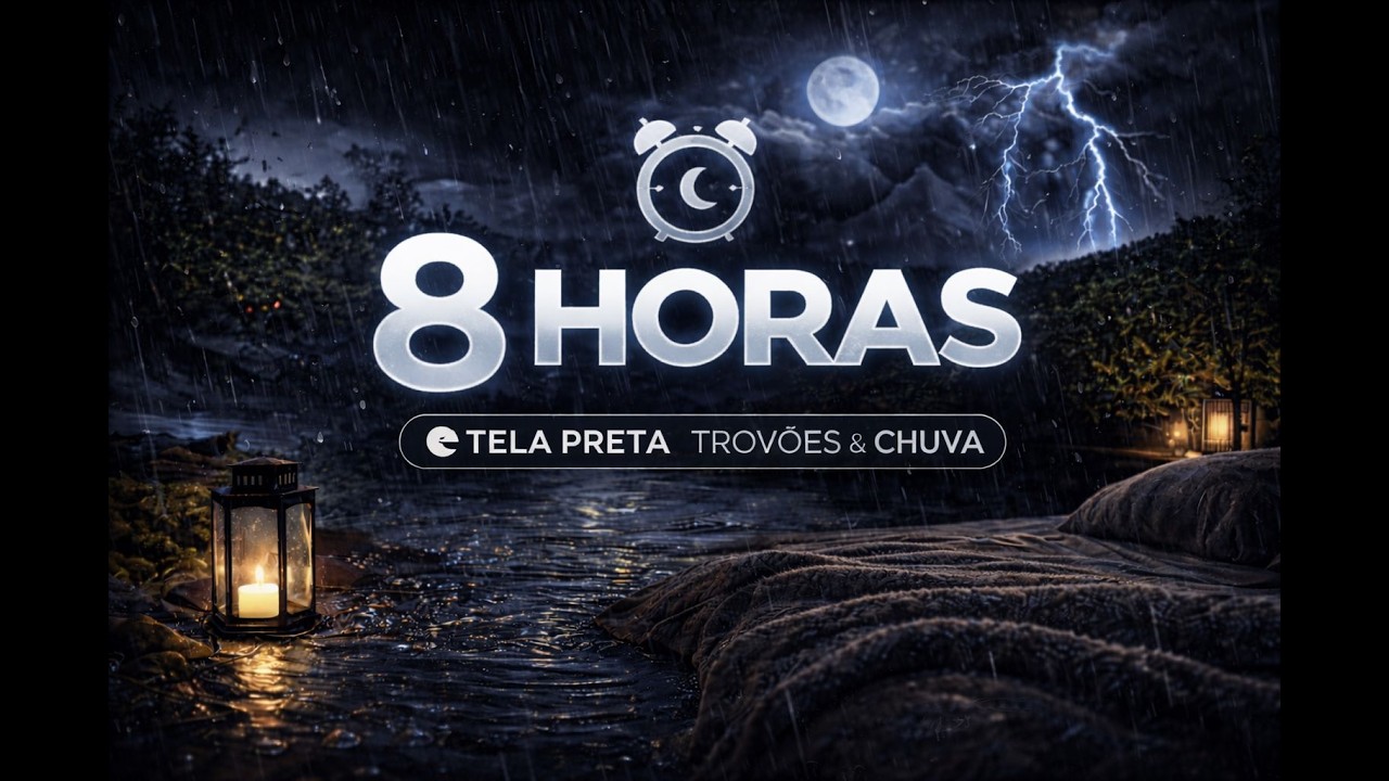 CHUVA FORTE COM TELA PRETA — Desligue a Mente em 3 Minutos (Trovões Profundos • 8 Horas)