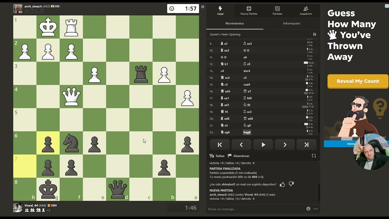 Partidas de ajedrez a tres minutos comentadas 31