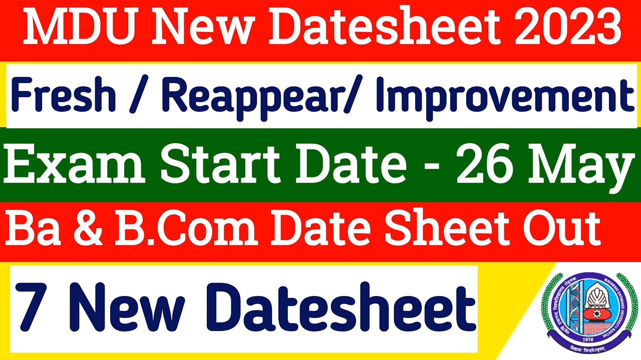 Mdu Ba 2nd Semester Date Sheet Out 2023 | Mdu Exam Date sheet 2023 | Mdu bcom 2nd Semester Datesheet