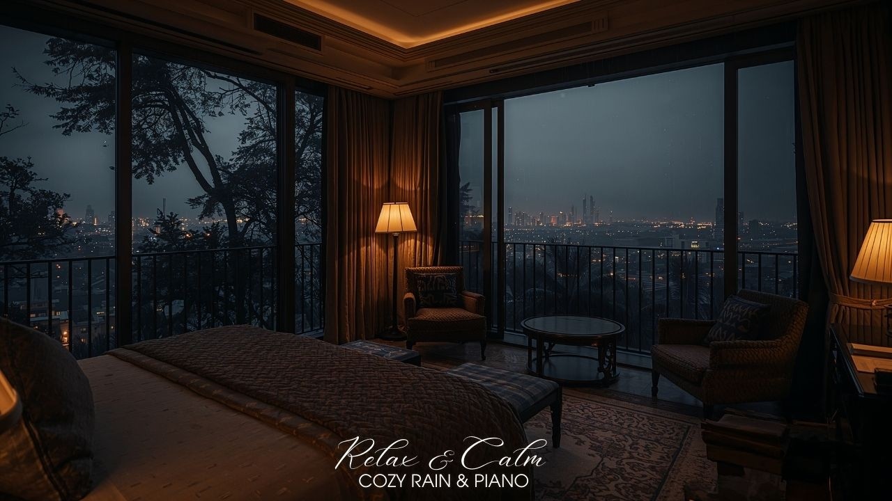 Luxury Urban Rain & Soft Piano 🌧️✨ | Deep Sleep, Stress Relief, Night City Calm