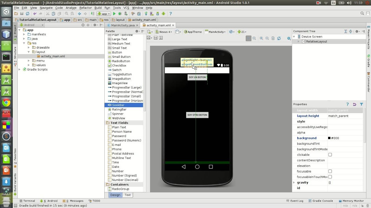 Manejo del Relative Layout Android