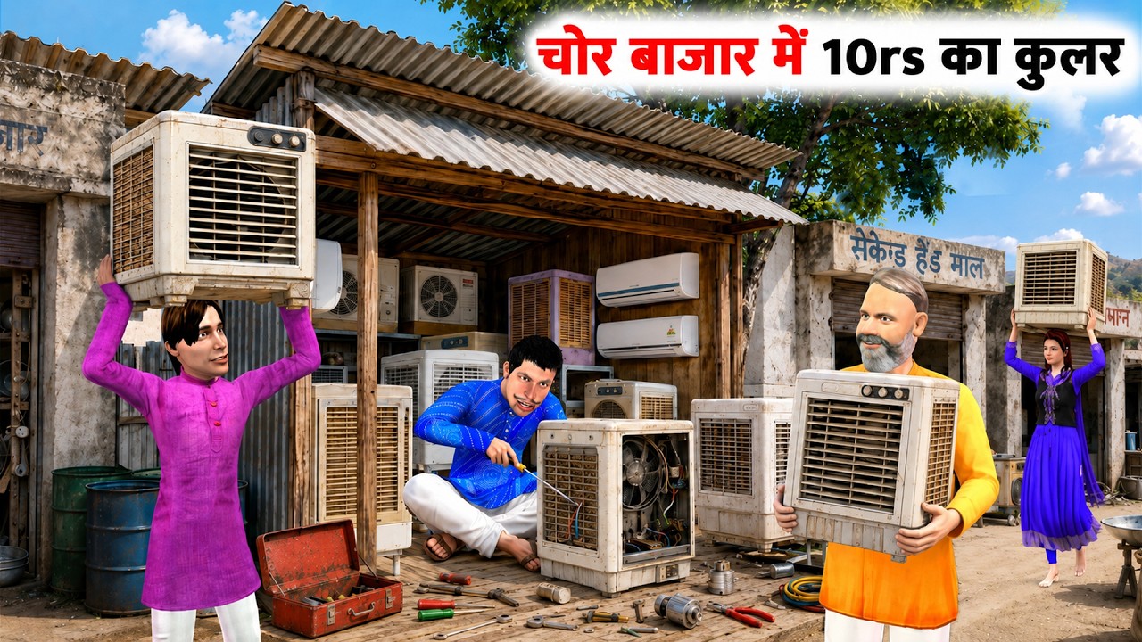 Chor Bazaar Mei 10/-Rs Ka Cooler Thief Market Cheapest Air Cooler Comedy Hindi Kahani Moral Stories