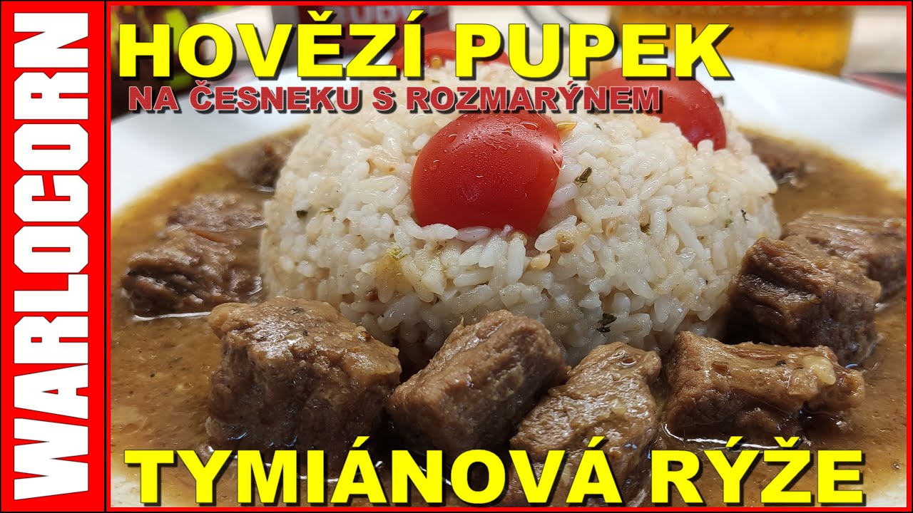 Hovězí pupek na česneku s rozmarýnem, tymiánová rýže