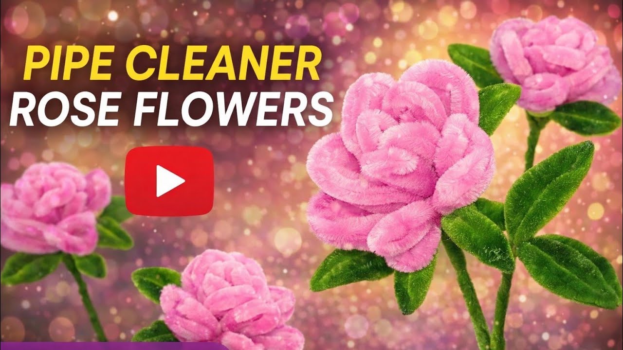 How to Make Pipe Cleaner Rose Flower | Easy DIY Fuzzy Wire Rose Tutorial for Gifts #pipecleaner #diy