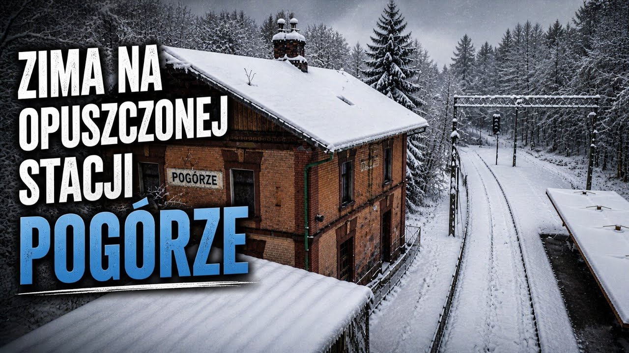 Opuszczona stacja kolejowa Pogórze zimą (4K)