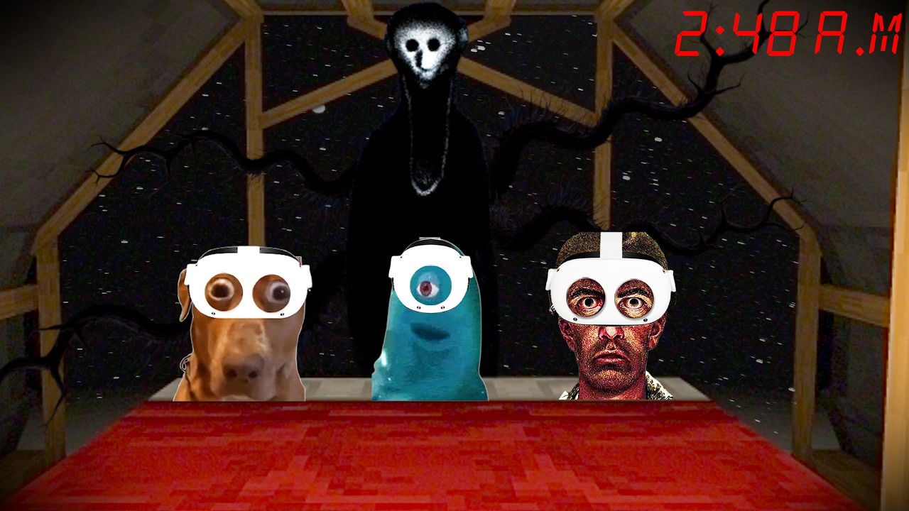 3 Idiots Camp Overnight in Minecraft VR with HORROR MODS...