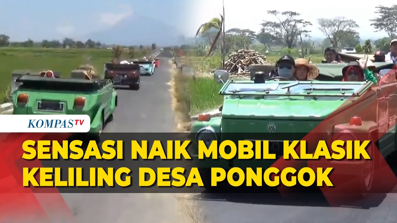 Sensasi Naik Mobil Tua Klasik Keliling Desa Ponggok Sambil Menikmati Pemandangan Merapi