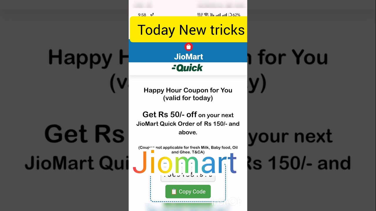 Today Jiomart new code 🫵🏻 #flyxo 💯How to get 50% Jio Mart Coupon Aaj Coupon Kaise Generate Kare