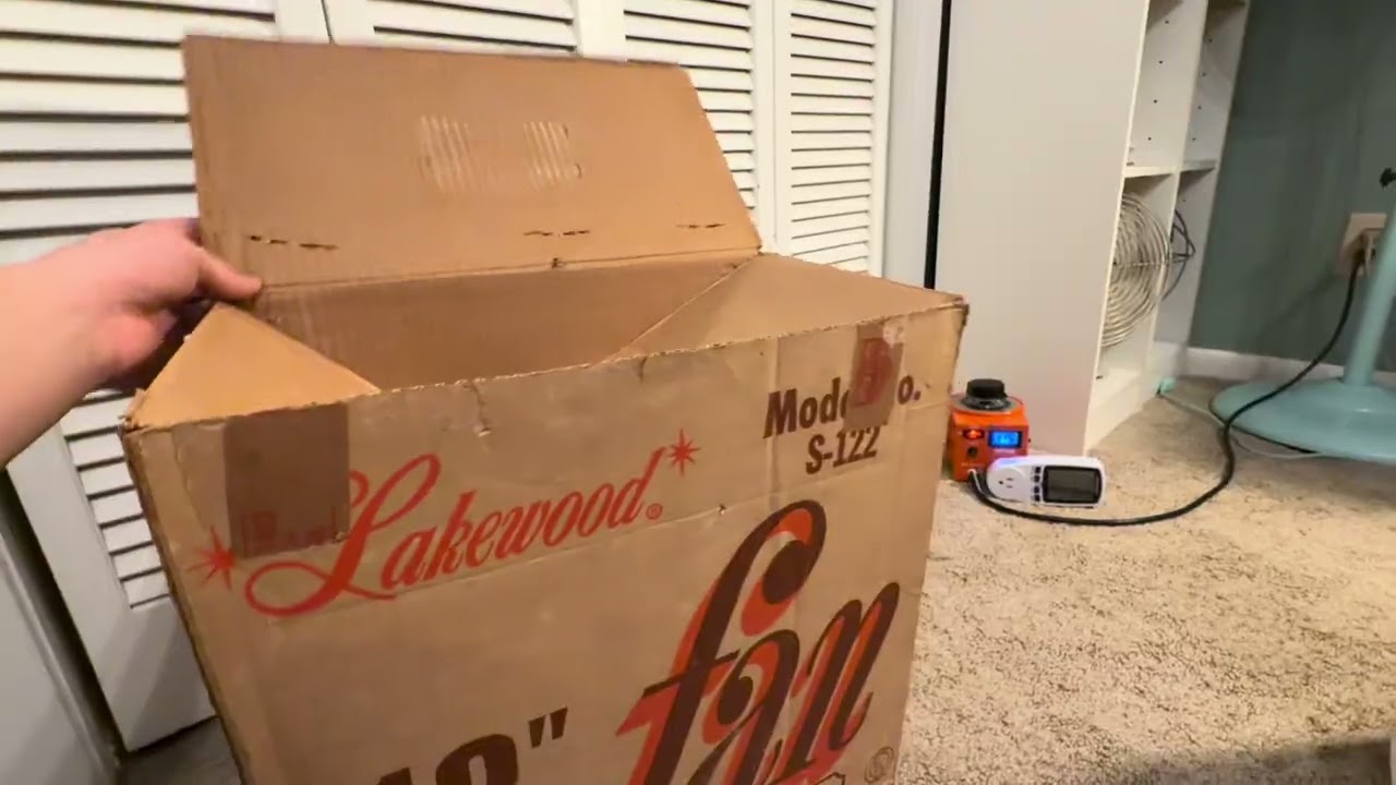 220 subscriber special Vintage 1970s Lakewood 12 Inch 2 speed Box Fan Model S-122 with original Box