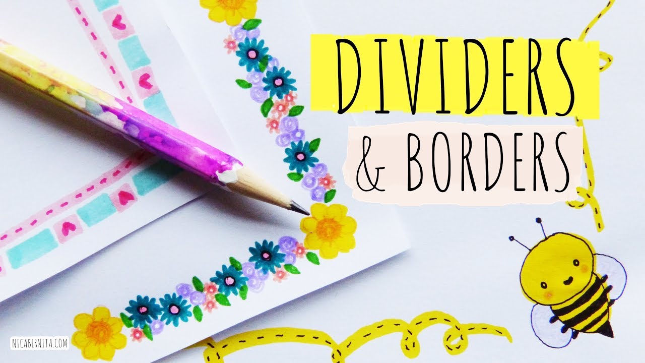 BORDER DESIGNS ON PAPER 💜 DIVIDERS & FLORAL BORDERS FOR SCHOOL PROJECTS 💛 How to DRAW a cute BEE