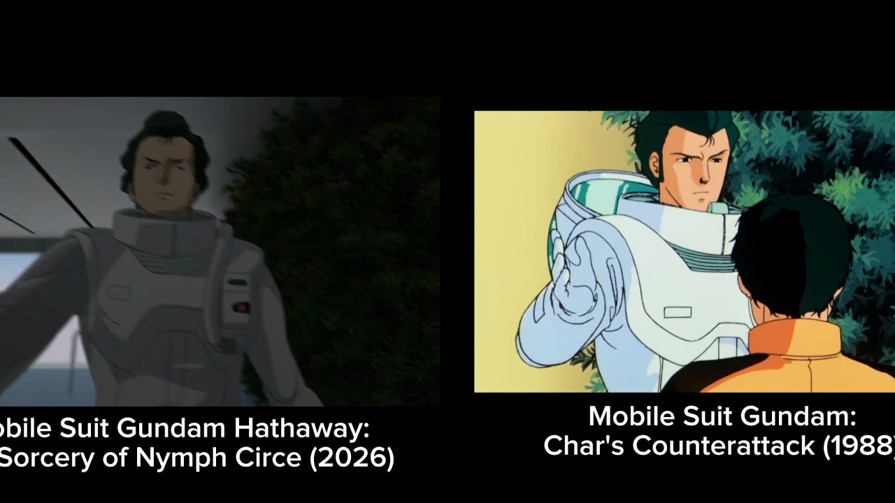 Mobile Suit Gundam Hathaway: Sorcery of Nymph Circe's Char's Counterattack Flashbacks comparison