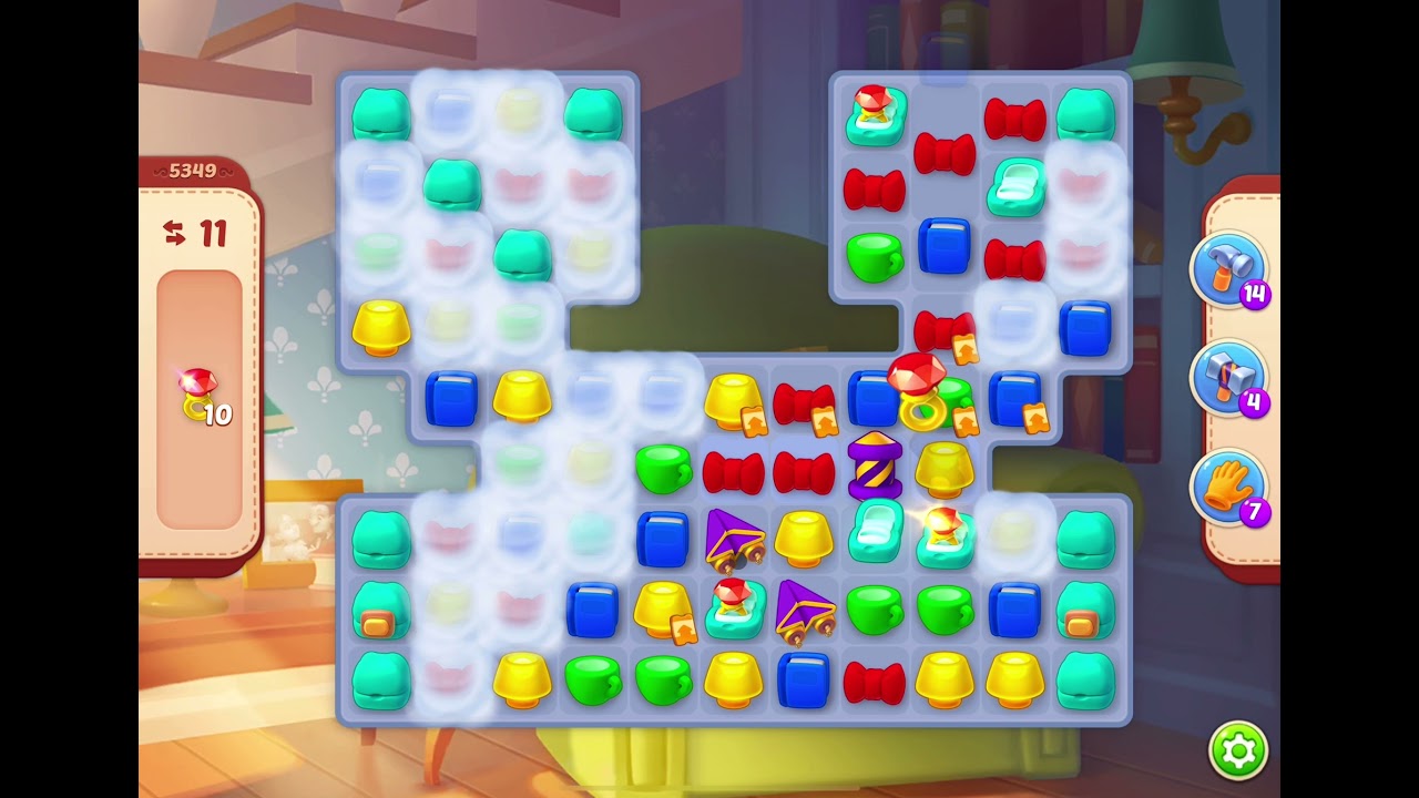 HomeScapes Level 5349 no boosters (15 moves)