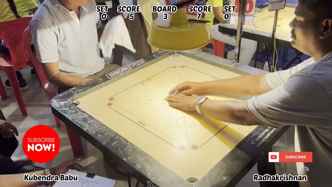 CARROM PQF | Kubendra Babu vs Radhakrishnan | 62nd Tamilnadu State Senior Carrom Championship#carrom