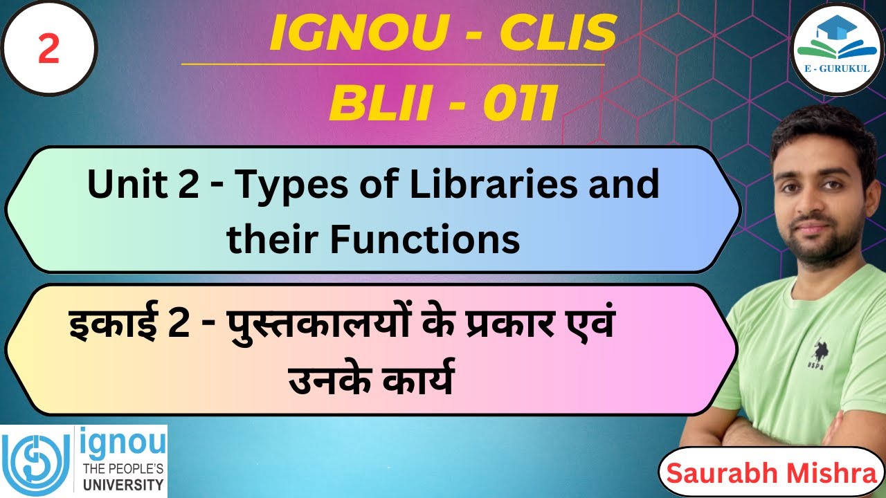 Unit 2 - Types of Libraries and Their Functions I IGNOU CLIS I BLII - 011 I #CLIS #ignou