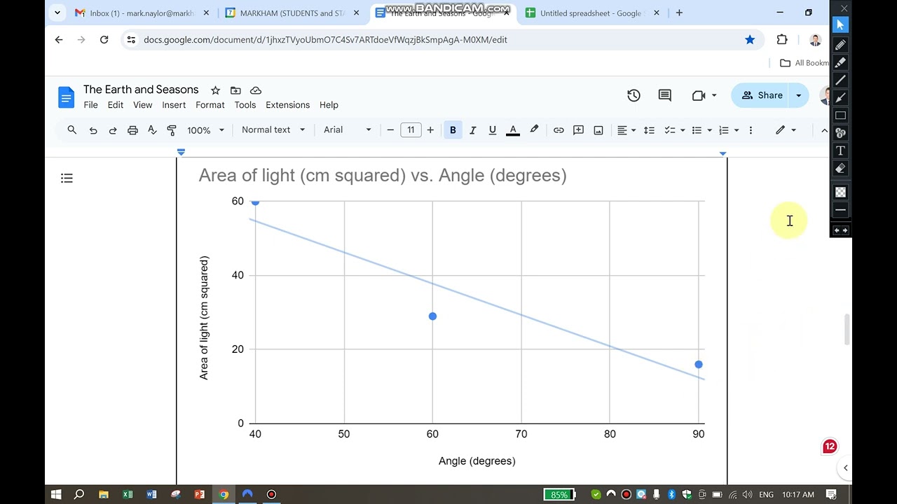 How to make a graph from the Earth and Seasons experiment.