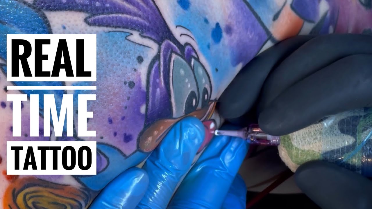 Roadrunner watercolor tattoo. Real time tattooing