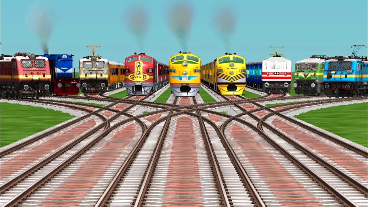 9 Indian Railways Crossing By Bumpy Gradient Railroad Tracks || train simulator classic gameplay