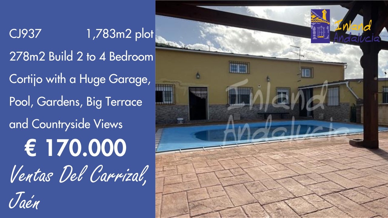 170K, 278m2 build Cortijo + Pool & 1,783m2 Plot Property  for sale in Spain inland Andalucia CJ937