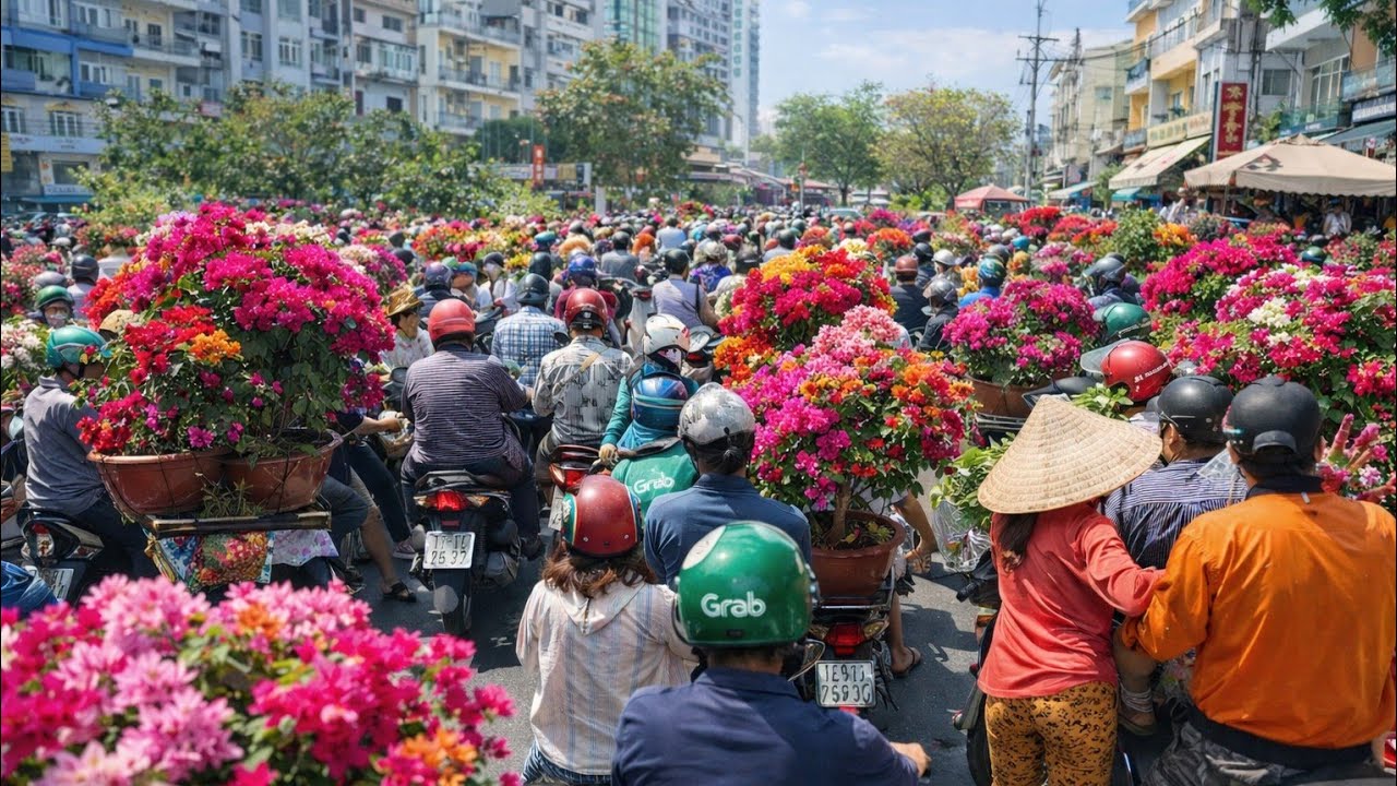 Tưng BỪNG Chợ Hoa Tết Bến Bình Đông Tết 2026/ SỐC giá Hoa Giấy từ 100K Mai Khủng Độ Bộ từ 250K/cây