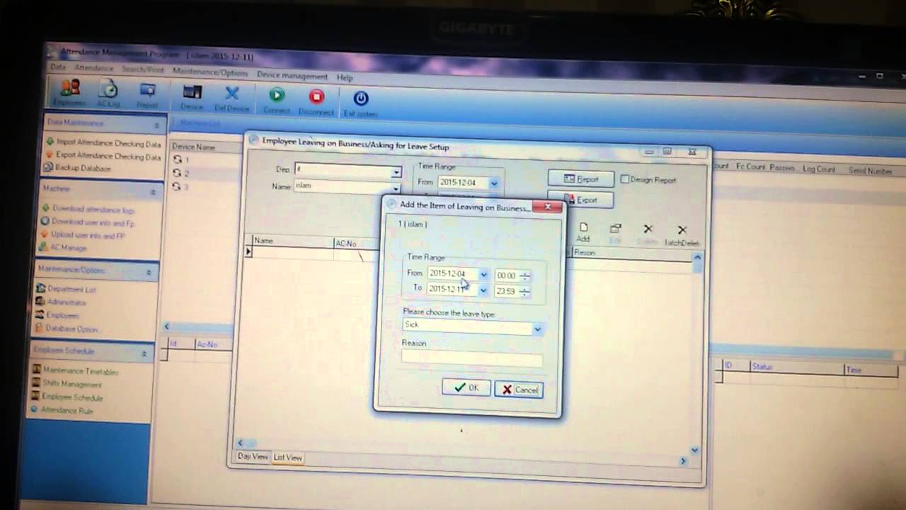 شرح برنامج الحضور والانصراف (ZK Attendance Management) الجزءالخامس