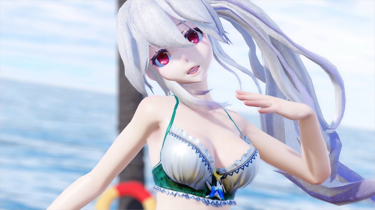【ＭＭＤ】弱音ハクが水着で「DEEP BLUE TOWNへおいでよ」 4K