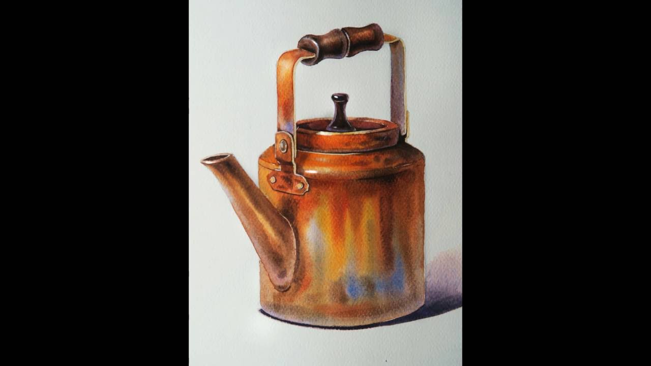 Foundation Course in Watercolor Painting 14 - Copper Pot  基礎水彩示範 - 銅壺