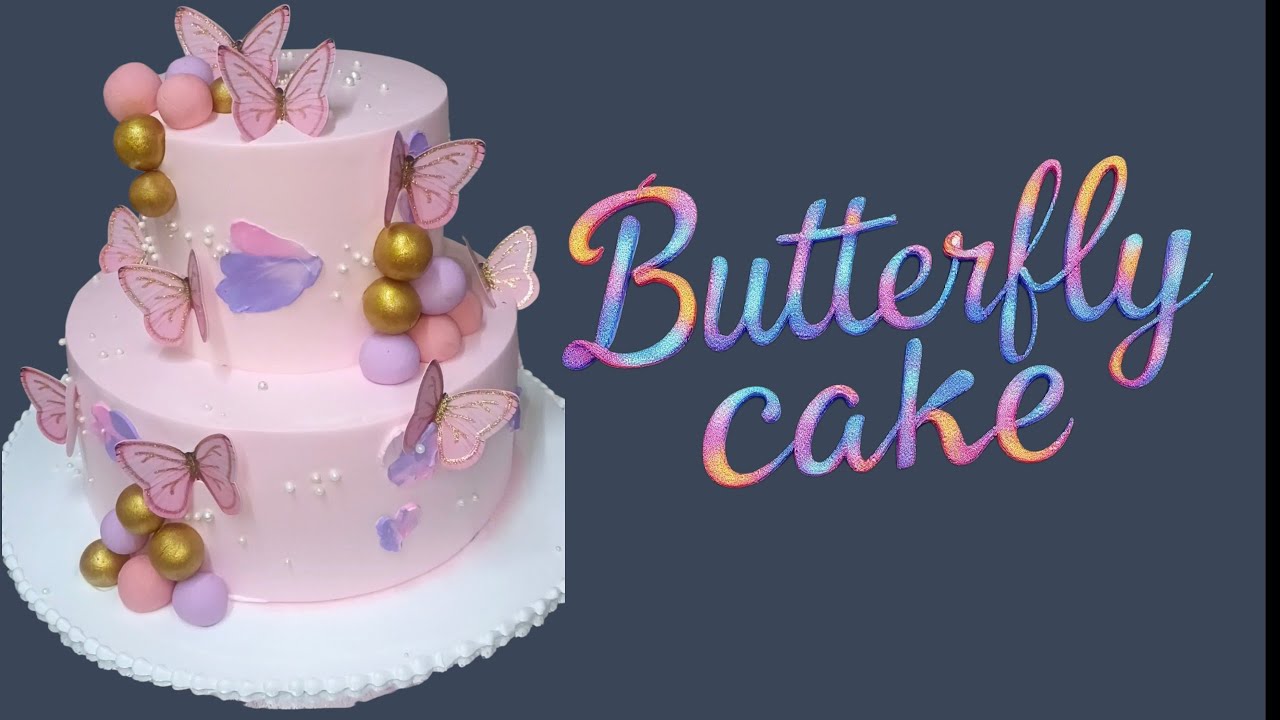 Chocolate flavour #cake two step#butterfly design#cake #customer order#birthdaycake #youtube #viral 
