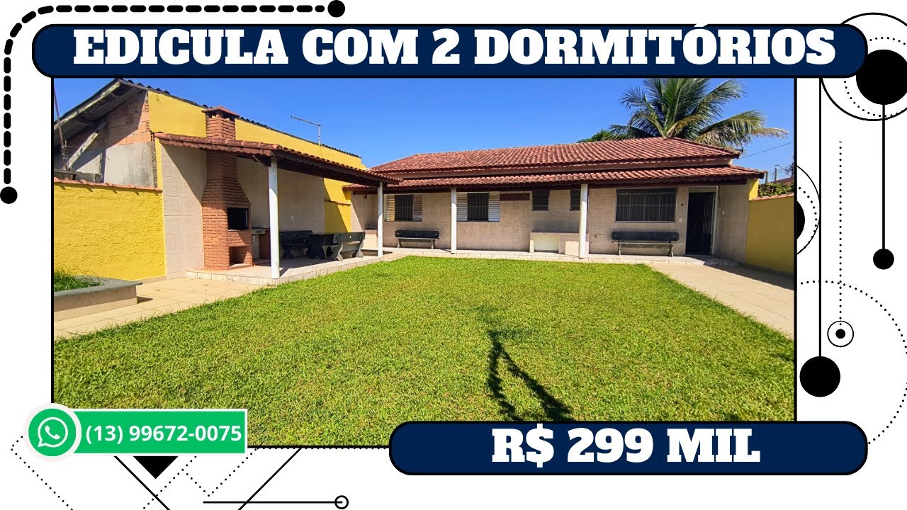 Ref. 470 (VENDIDA) Edicula para venda em lote inteiro com 2 dormitórios perto mar Itanhaém SP