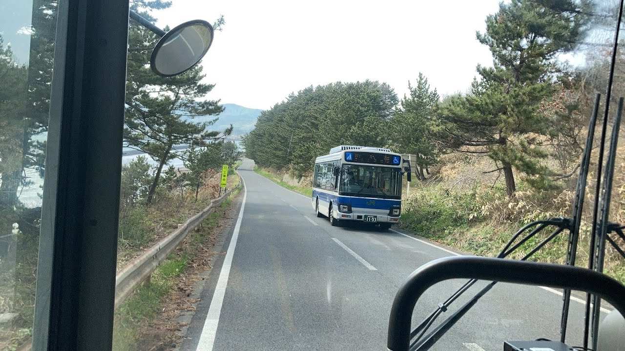 JRバス東北 前面展望 車窓[2/2]大湊駅&rarr;脇野沢(フェリー前)/ 下北線 田名部1350発(脇野沢庁舎前行)