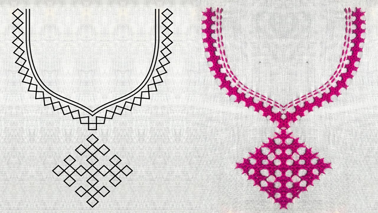 Hand Embroidery Gujrati Neck Design / Gujrati Stitch