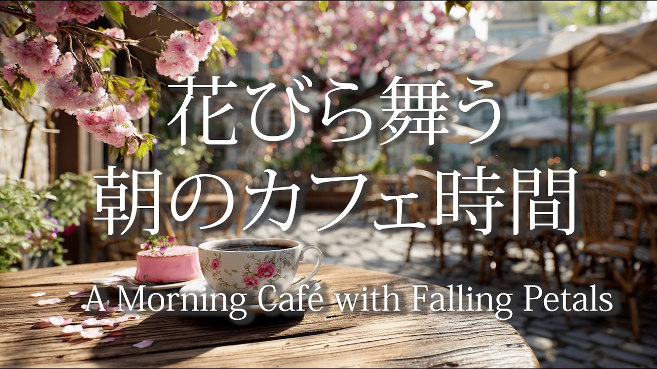 花びら舞う朝のカフェ時間。A Morning Café with Falling Petals