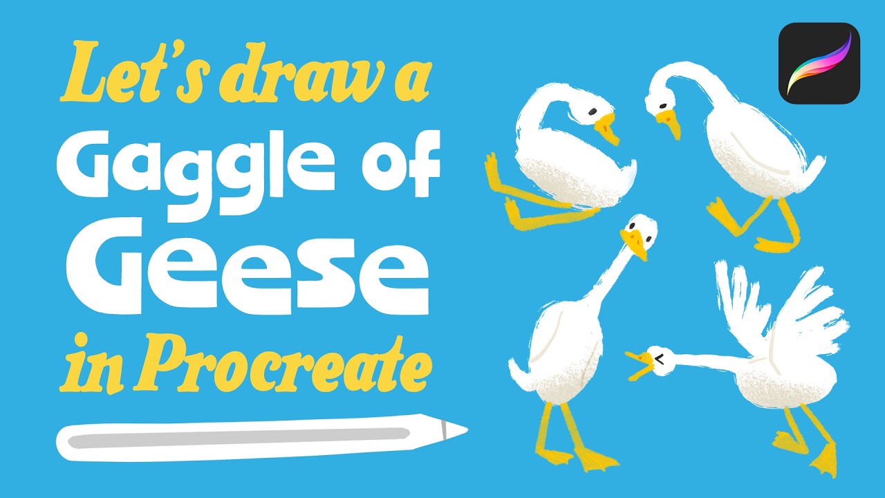 Нарисуем стаю гусей в Procreate 🪿 | Свободный и игривый урок рисования