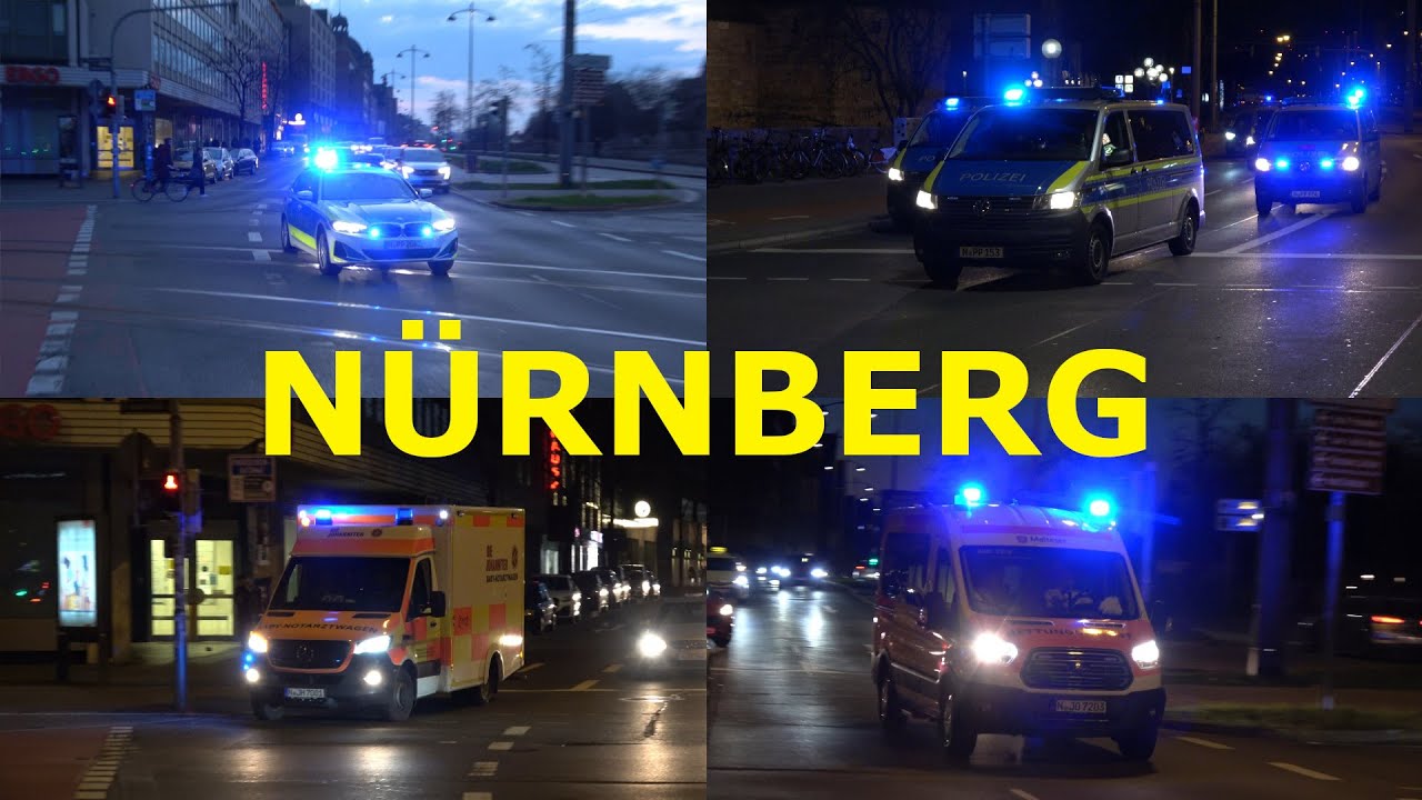 [2x KTW, RTW MIT SPRINGLICHT] EINSATZFAHRTEN AM NÜRNBERGER HAUPTBAHNHOF