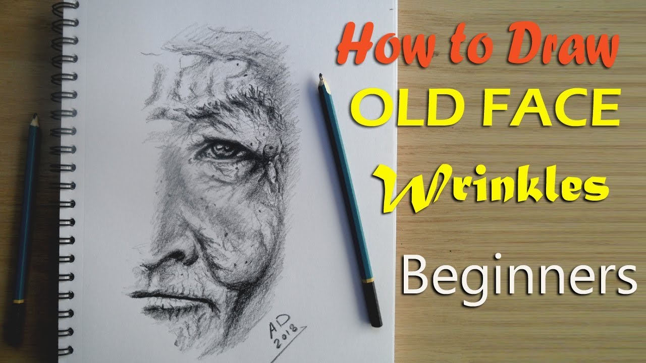how to draw old face with wrinkles for beginners step by step