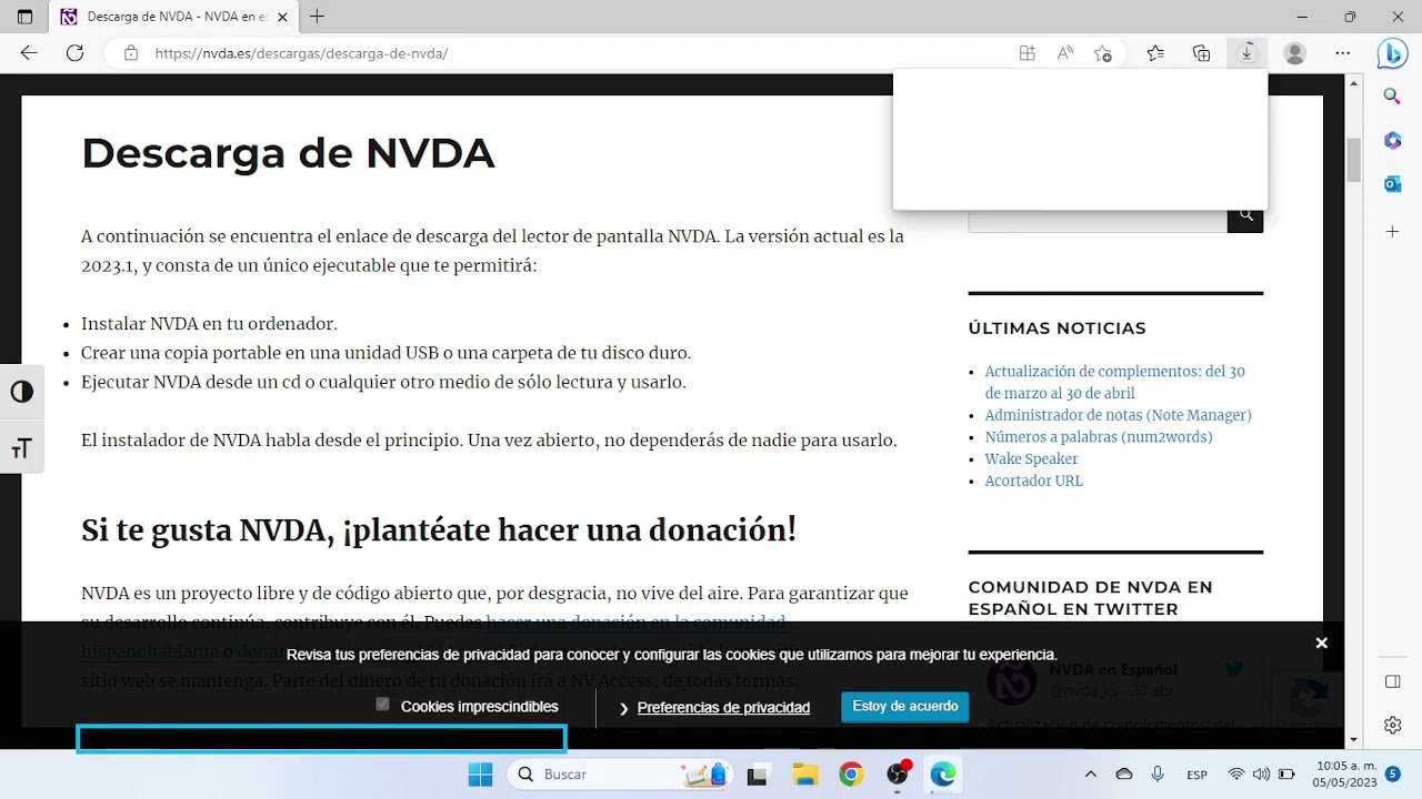 Instalando desde cero y de forma correcta el lector de pantalla NVDA en Windows 11