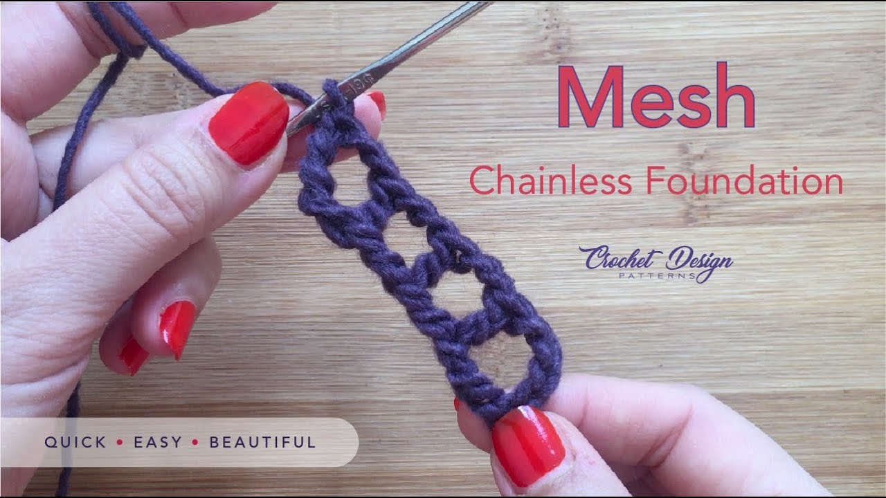 Crochet Quick Tip #2: How to crochet a Mesh stitch Chainless Foundation for beginners