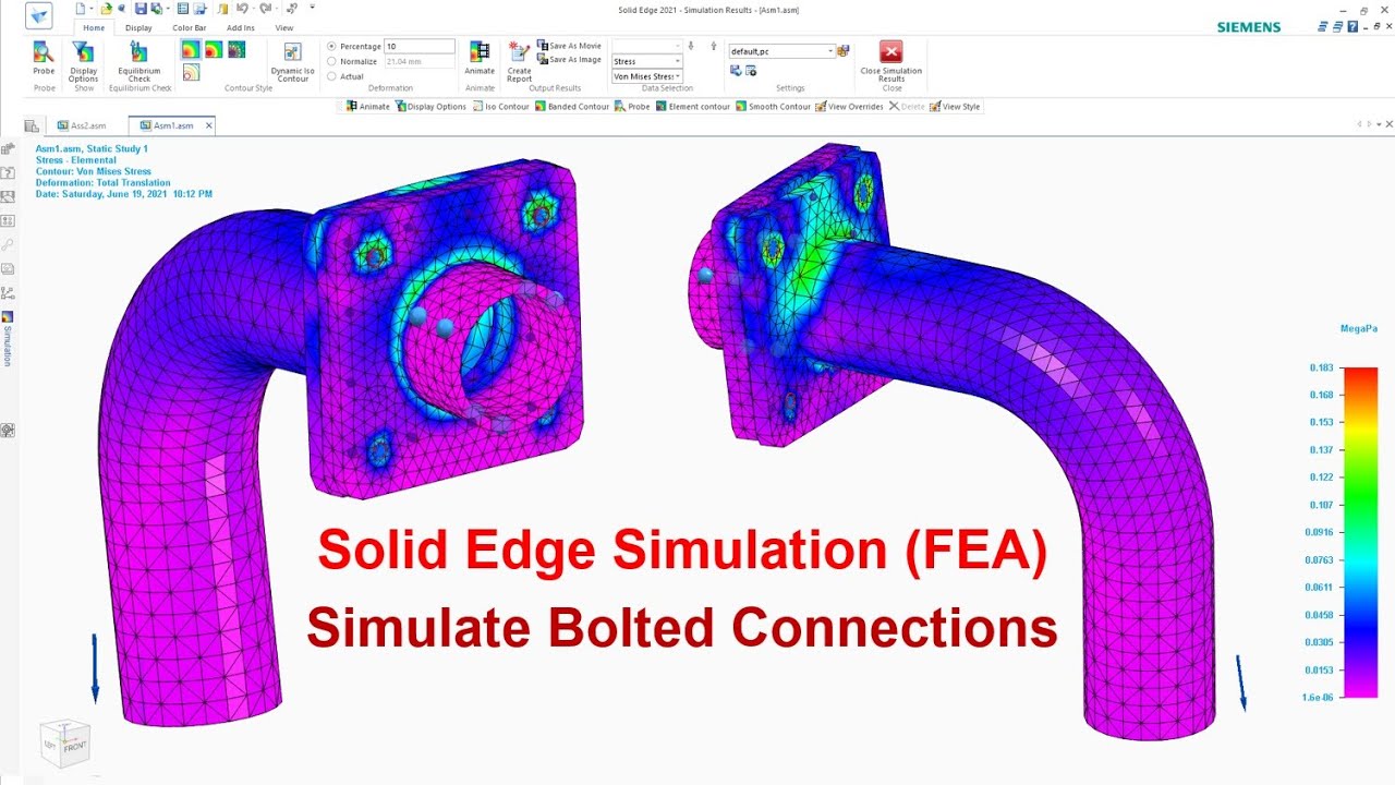 Solid Edge Simulation (FEA) Tutorials #11 | Simulate Bolted Connections of Pipe