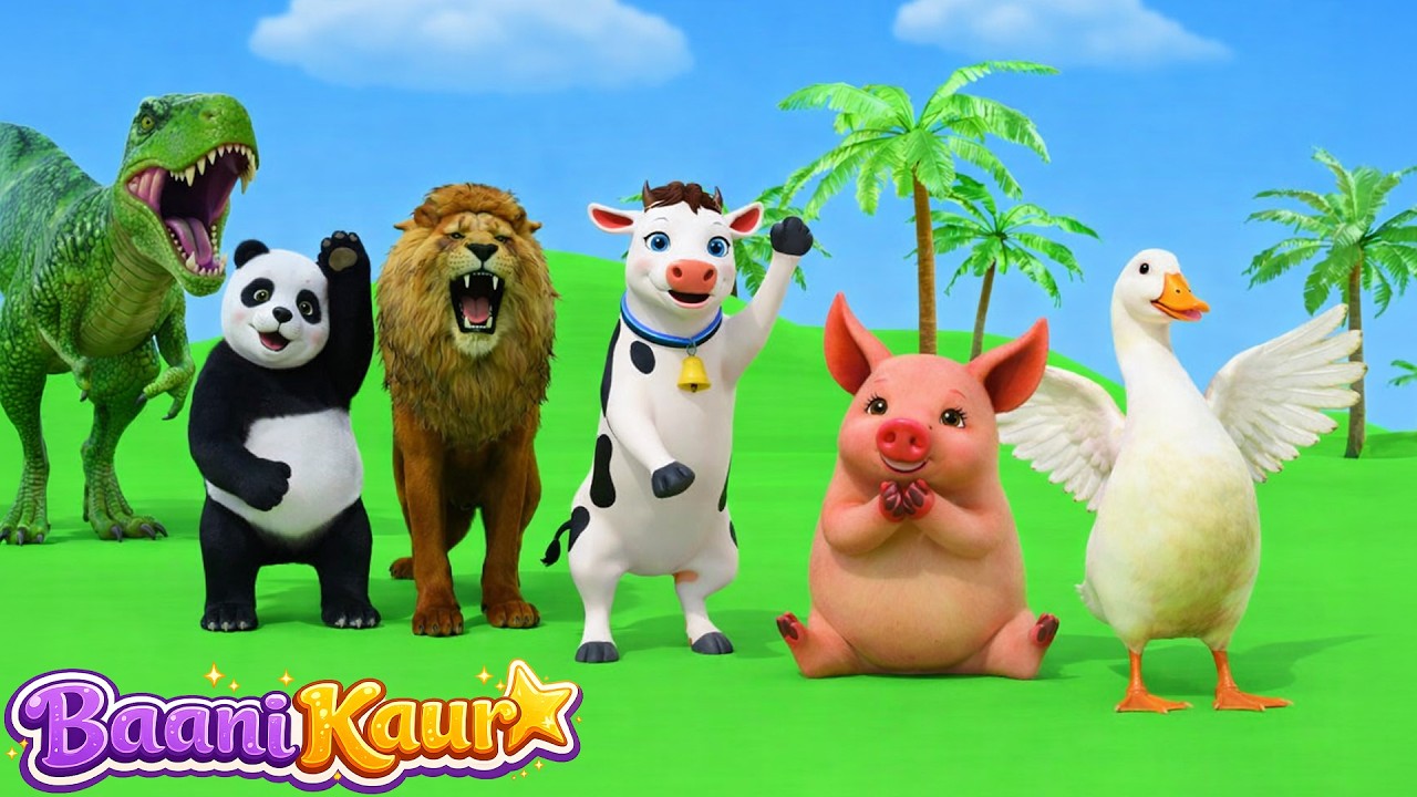 Long Slide Game with Colourful Duck Cow Tiger Gorilla Dog Elephant 3d Animal Game Funny 3d Animals