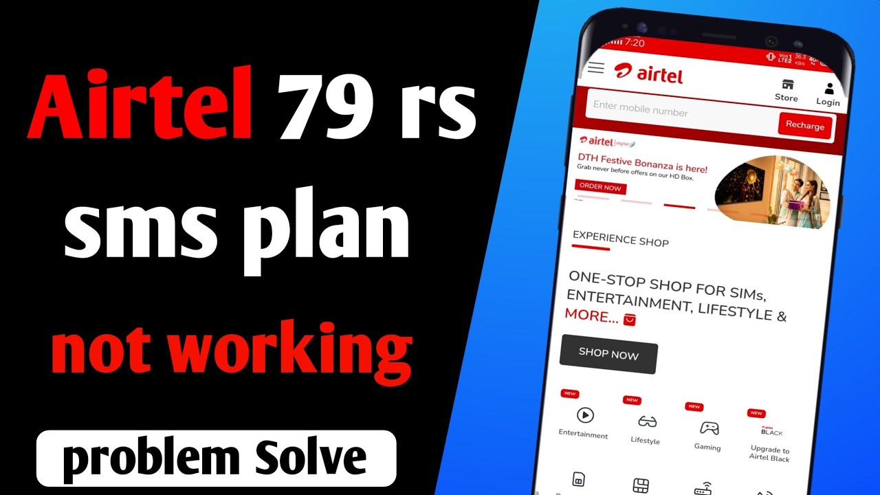 airtel 79 plan sms not working