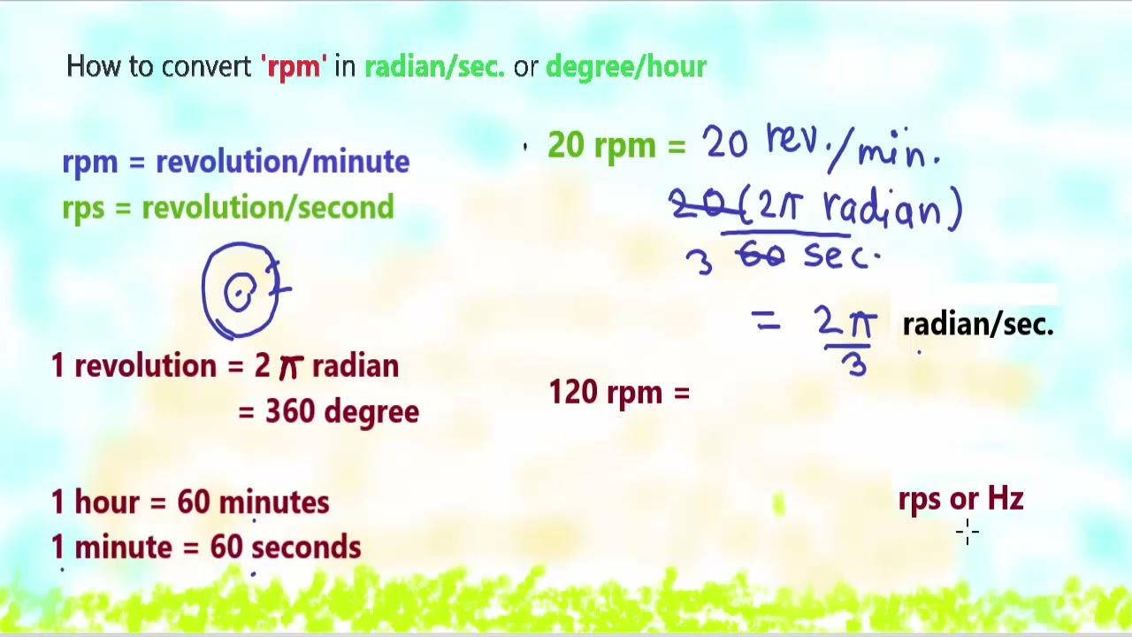 how to convert rpm into radian/second or degree/hour | Dimensional analysis, IIT-JEE physics classes