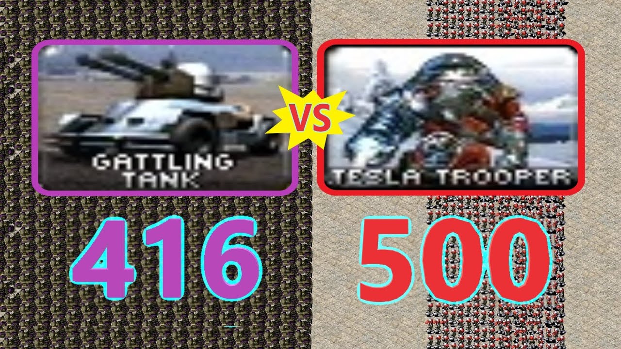 Gattling Tank vs Tesla Trooper - Same Cost - Red Alert 2