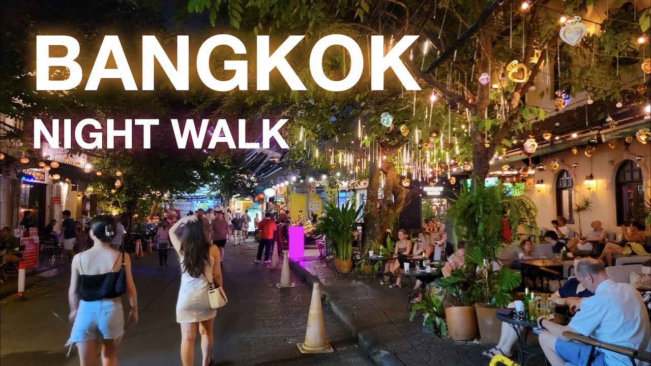Bangkok Night Walk | S1 Bus | Soi Rambuttri | Thanon Khao San | 방콕 저녁 걷기 | S1 공항 버스 | 람부뜨리 | 카오산