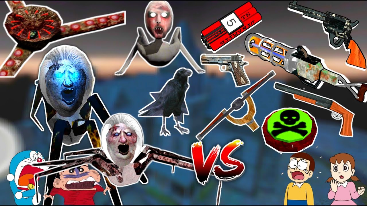 Granny All Pets Vs All New Weapons | Granny All Chapters Pets With Shinchan and Nobita