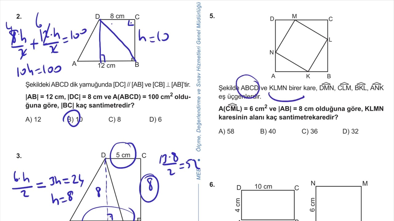 7. Sınıf Matematik Kazanım Kavrama Test 25 (Çokgenler) Çözümler