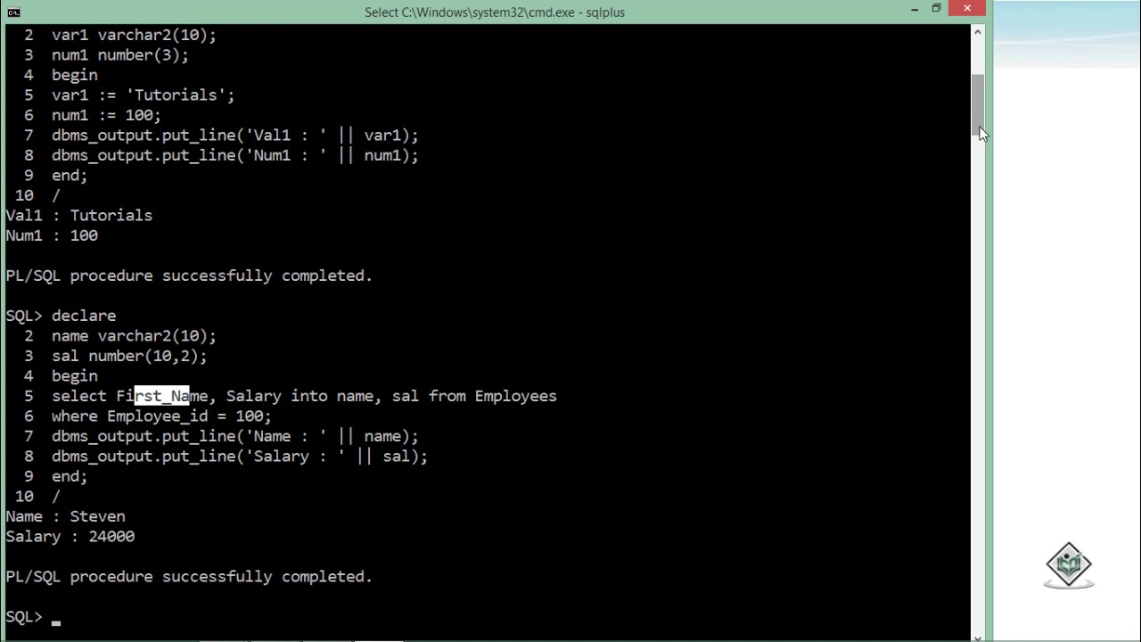 Oracle - PL/SQL - Getting Started