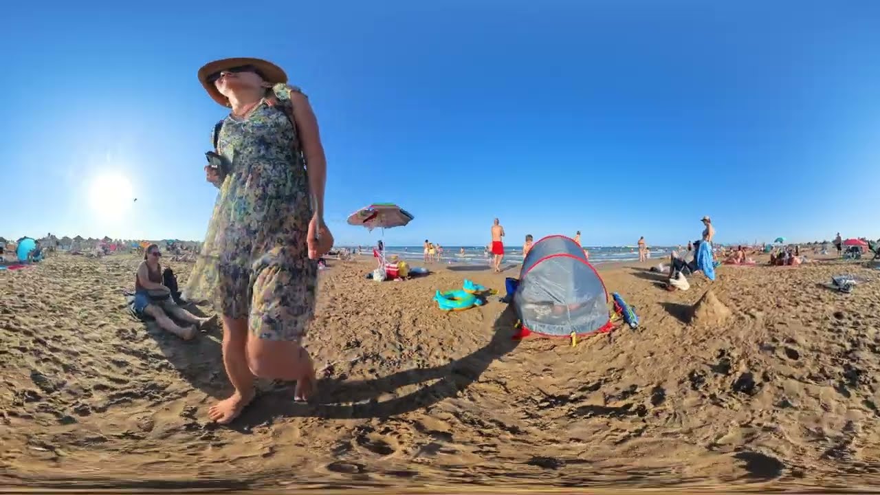 Beach Barceloneta | VR 360° | Virtual 3D Beach Walking Tour | 13 Sptember 2024  | 8K quality