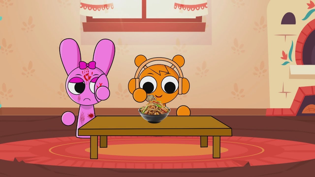 Sprunki Pinki & Oren Fight Over a Bowl of Noodles, Making Mom Angry | Sprunki But Dad Is Angry.