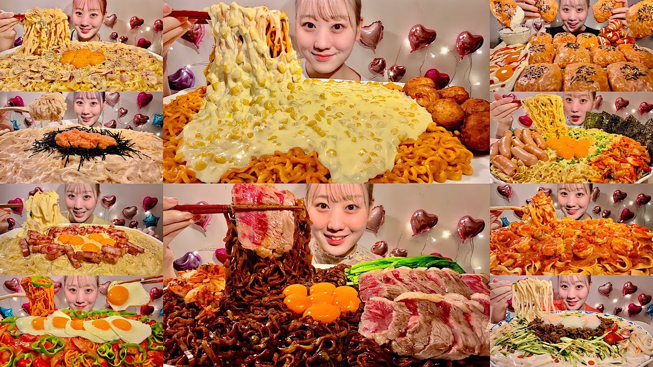 飯テロすぎる動画 ASMRリレー第8弾 麺類編　ASMR Relay ASMR 릴레이