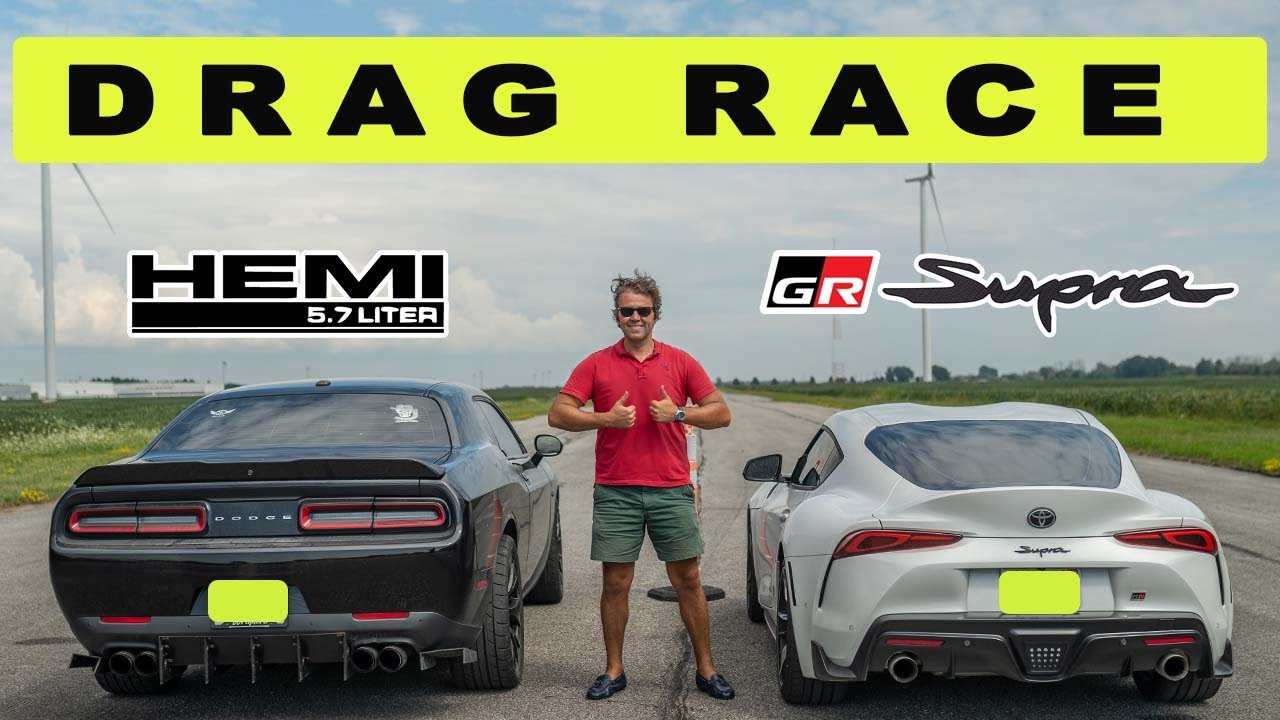 Dodge Challenger R/T 5.7l соревнуется с Toyota Supra GR, урок усвоен. Гонка Drag-and-Roll.